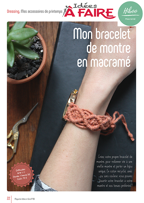 Mon bracelet de montre en macramé (IAF-26) Tuto en PDF – Idées à