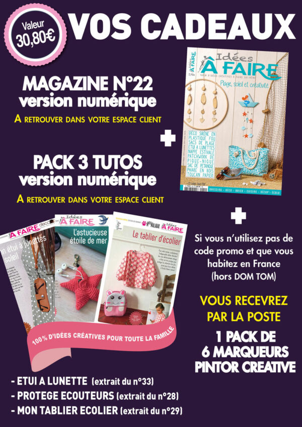 Cadeaux OFFERTS : Pack N°22 + 3 tutos - PDF Téléchargeable