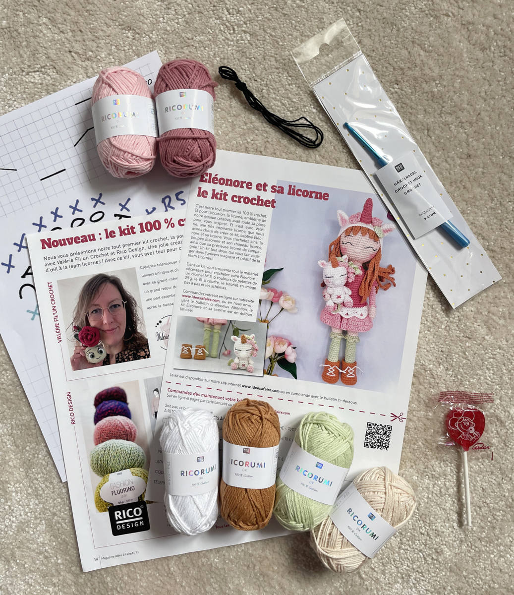 Kit crochet : Eléonore et sa licorne de compagnie