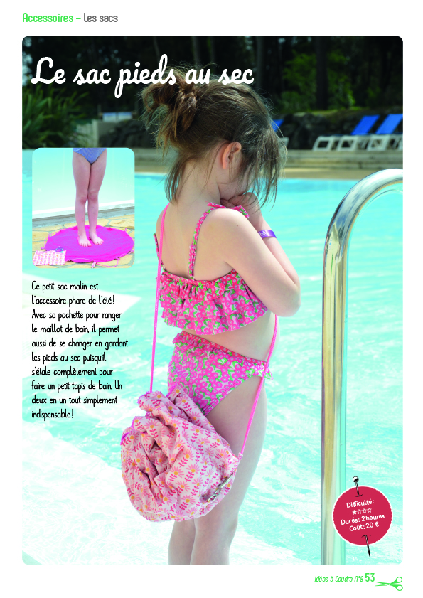 Sac pieds au sec pour piscine - accessoire à coudre facile